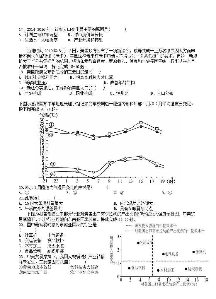江西省赣州市会昌县七校2021届高三联合月考 地理（含答案） 试卷03