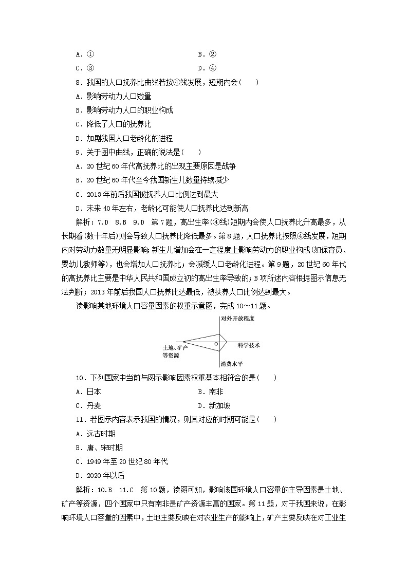 新课改专用2020版高考地理一轮课时跟踪检测20《人口的数量变化人口分布和人口的合理容量》(含解析)03