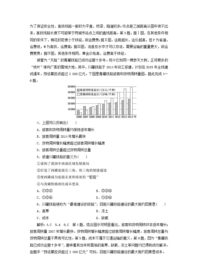 新课改专用2020版高考地理一轮课时跟踪检测28《交通运输方式和布局》(含解析)02