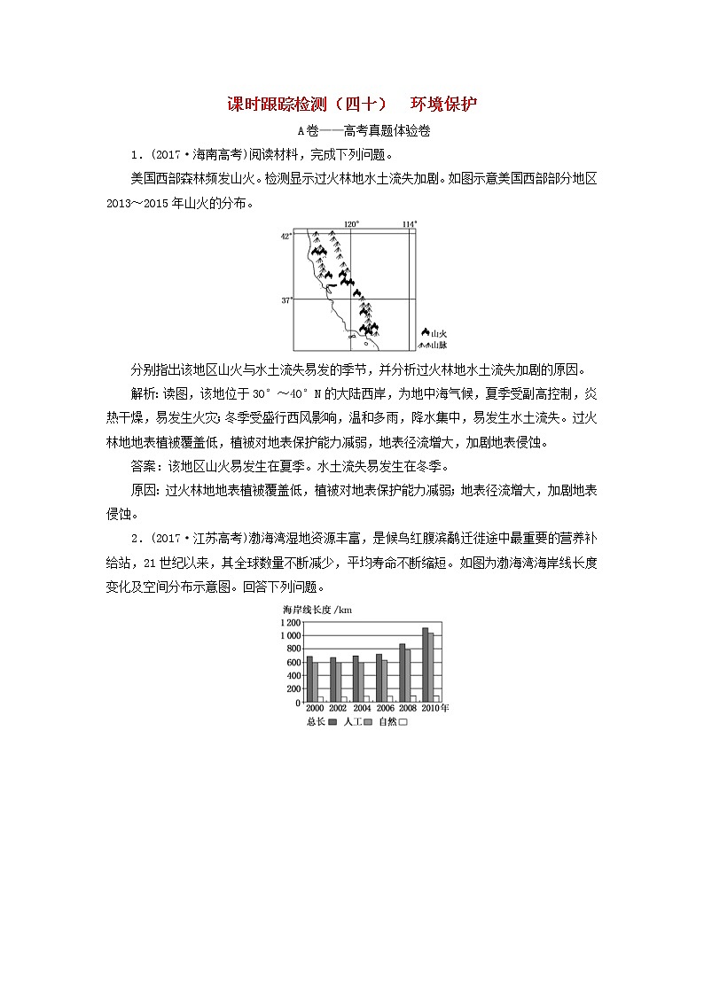 新课改专用2020版高考地理一轮课时跟踪检测40《环境保护》(含解析)01