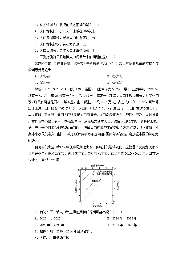 人教版2020高考地理一轮总复习：课时冲关17《人口的数量变化和人口的合理容量》(含解析)第2页