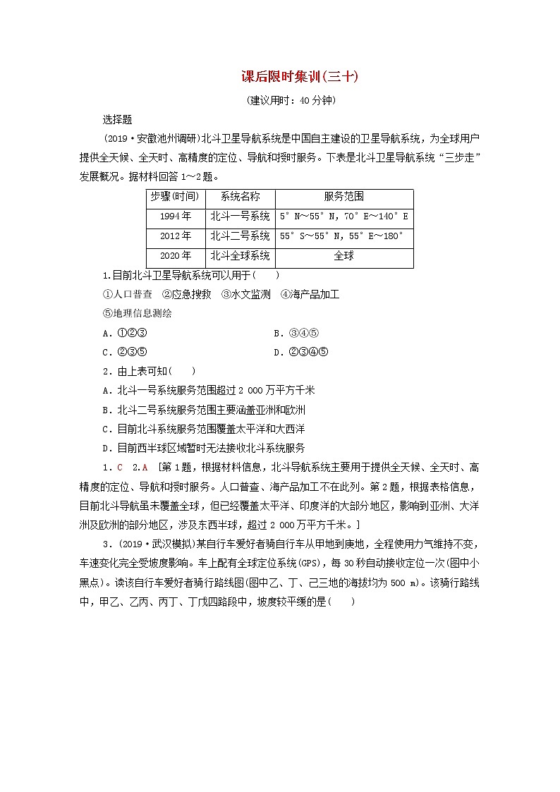 (中图版)2020版高考地理一轮复习课后限时集训30《地理信息技术的应用》(含解析) 学案01