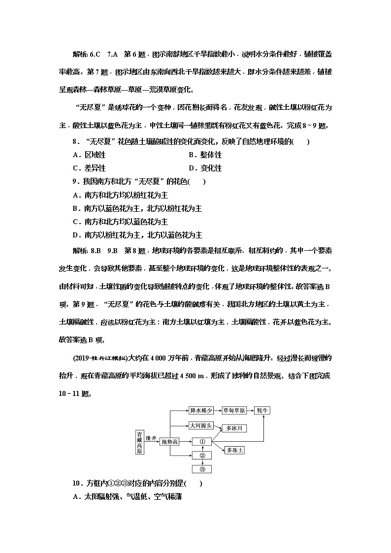 2020版三维设计高三地理一轮复习课时跟踪检测：15《自然地理要素变化与环境变迁自然地理环境的整体性》(含解析)03