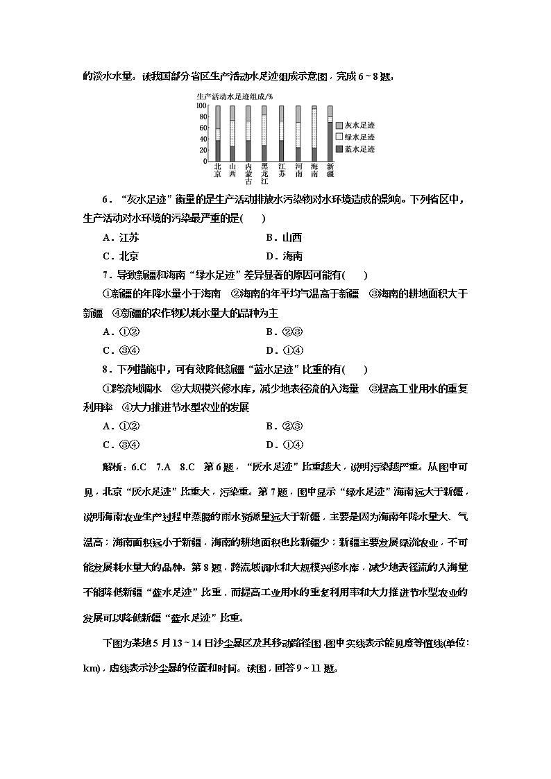 2020版三维设计高三地理一轮复习课时跟踪检测：19《自然资源与人类活动 自然灾害对人类的危害》(含解析)03