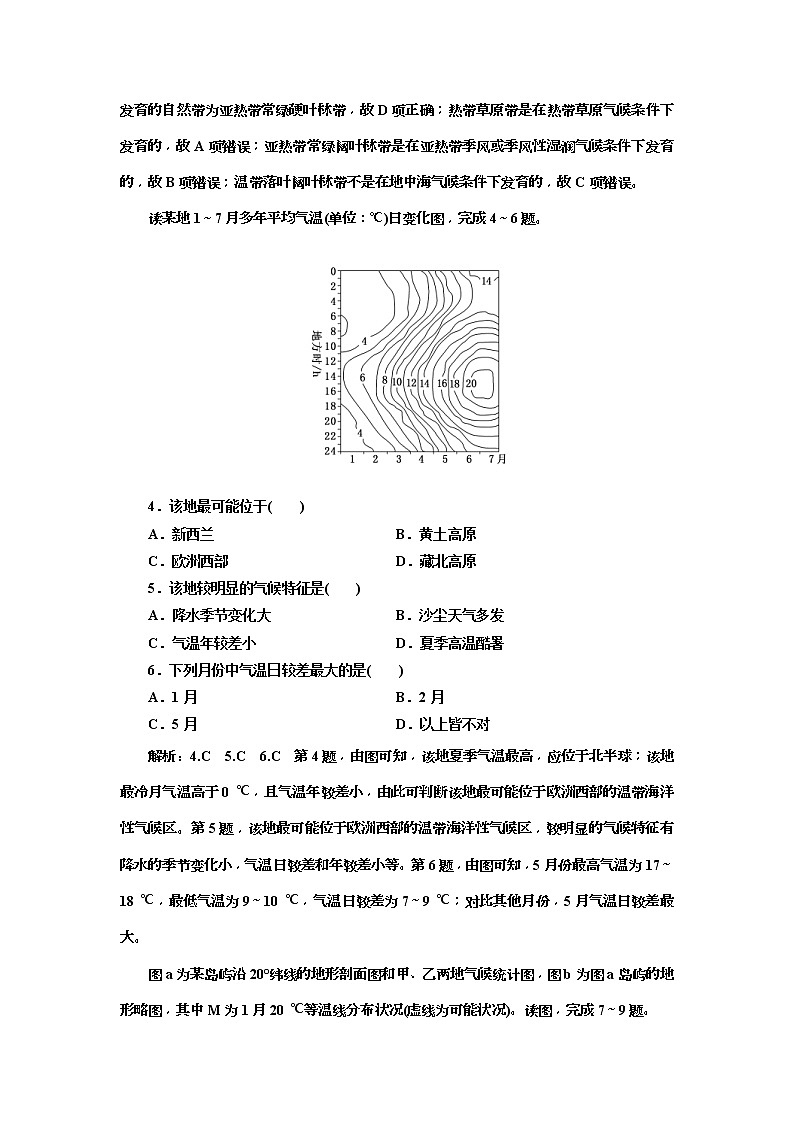 2020版三维设计高三地理一轮复习课时跟踪检测：12《气温、降水和气候类型的判读》(含解析)02