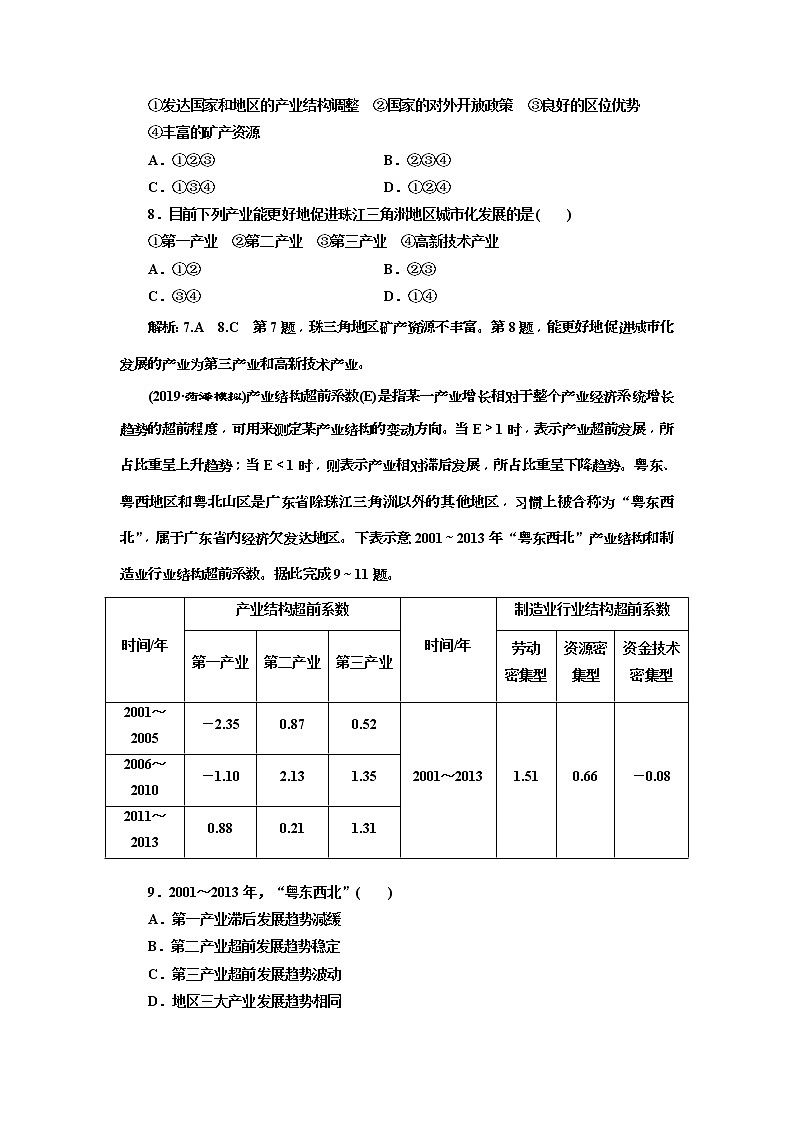 2020版三维设计高三地理一轮复习课时跟踪检测：37《区域工业化与城市化进程——以珠江三角洲为例》(含解析)03