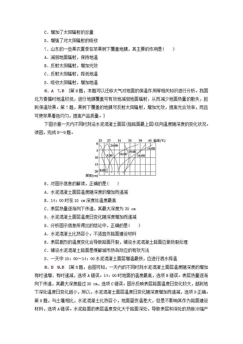 (人教版)2020版高考地理一轮复习限时集训06《冷热不均引起大气运动》(含解析) 试卷03