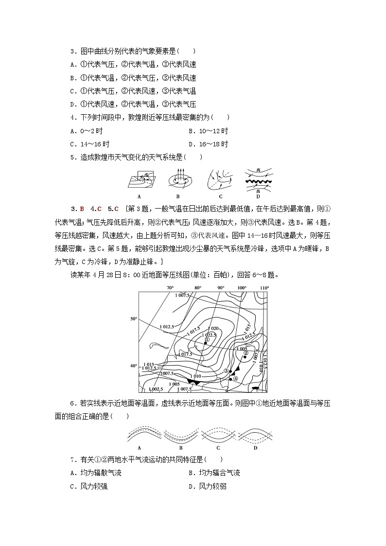 (人教版)2020版高考地理一轮复习限时集训08《常见的天气系统》(含解析) 试卷02
