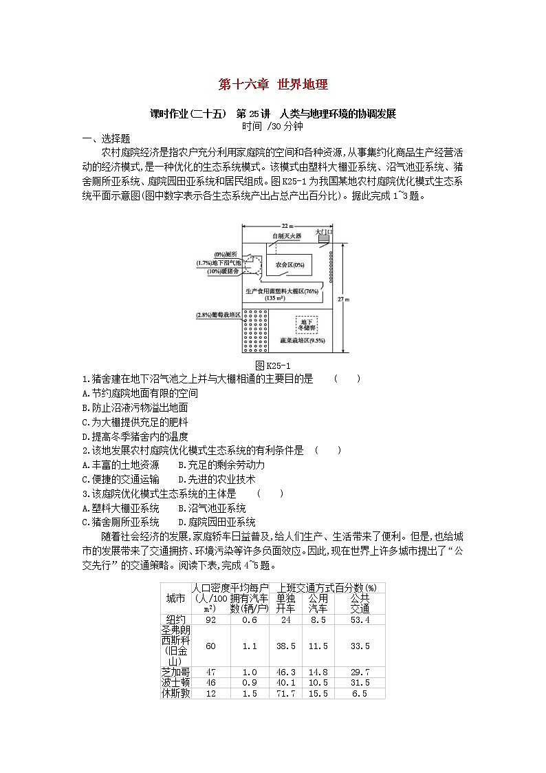 2019年高考地理一轮复习第12章 人类与地理环境的协调发展 作业（含解析） 练习01