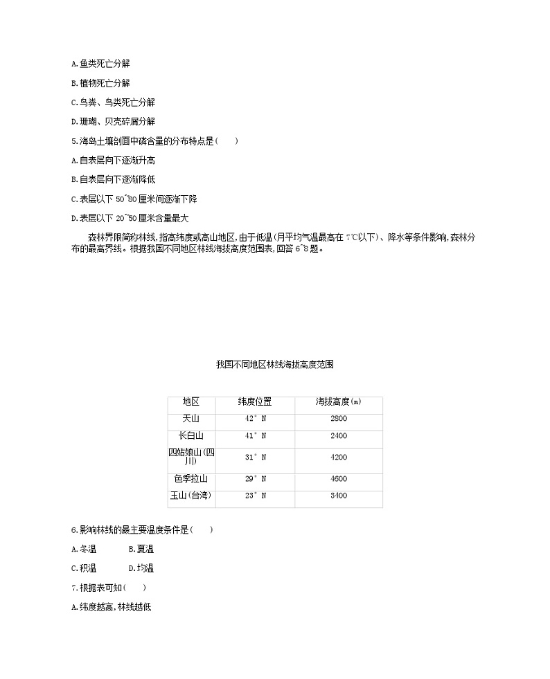 2019年高考地理二轮复习专题5地理环境的整体性与差异性 作业（含解析）02