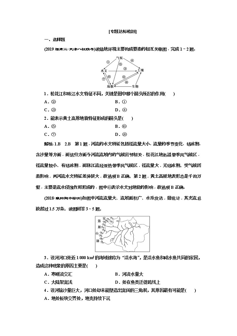 2019版高考地理二轮复习练习：第2部分 “地理环境的整体性与差异性”专题检测(含解析)第1页