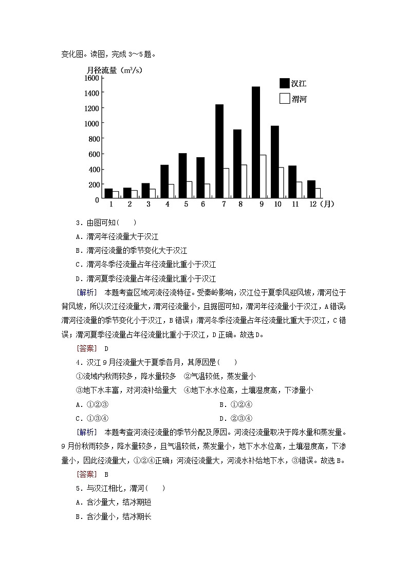 2019年高考地理二轮复习专题5 自然地理规律第3讲  水体的运动规律 专题跟踪训练（含解析）02