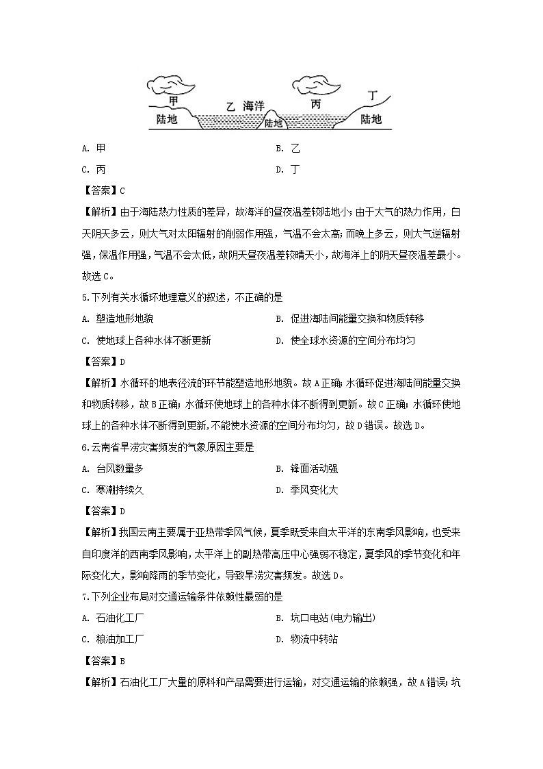 【地理】广东省江门市第二中学2018-2019学年高二下学期第二次月考理科试题（解析版）02