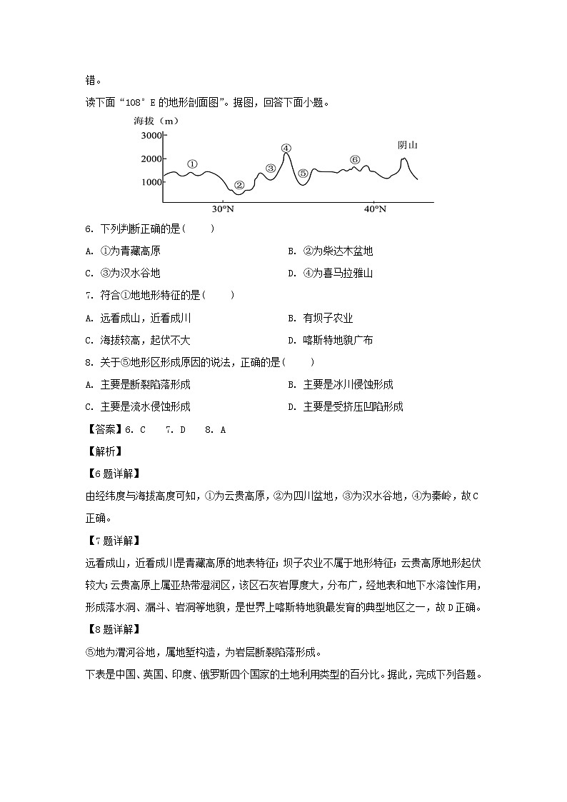 【地理】广东省广州大学附属东江中学2018-2019学年高二下学期期中考试试题（解析版）03