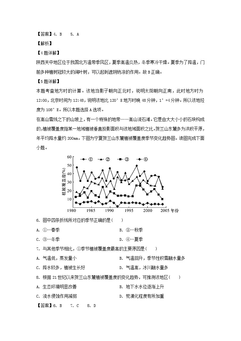【地理】广东省江门市五邑大学附属中学2018-2019学年高二下学期期中测试文科（解析版）03