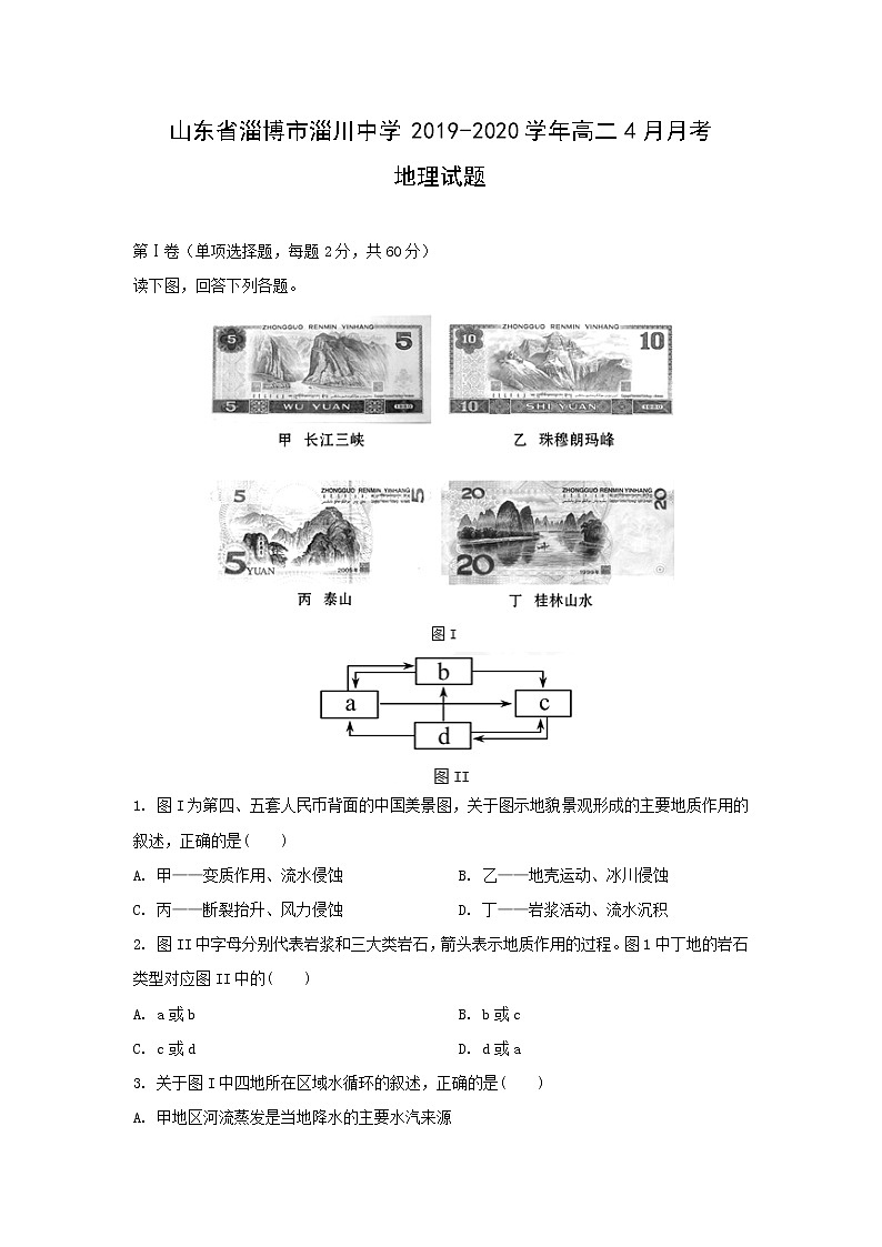 【地理】山东省淄博市淄川中学2019-2020学年高二4月月考试题01