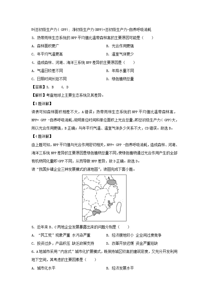 【地理】江西省新余市第一中学2019-2020学年高二上学期第二次段考试题（解析版）02
