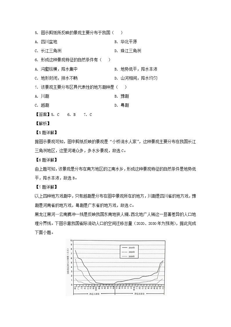 【地理】四川省乐山外国语学校2019-2020学年高二9月月考试题（解析版）03