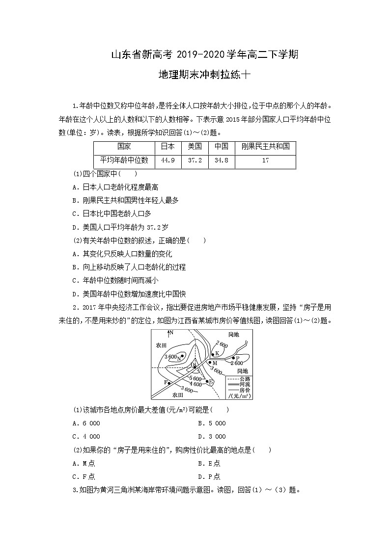 【地理】山东省新高考2019-2020学年高二下学期期末冲刺拉练十（解析版）01