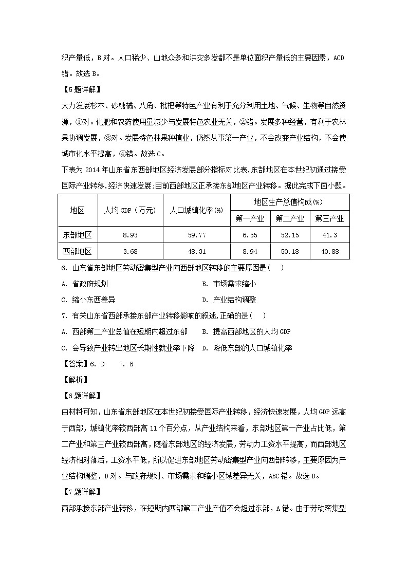 【地理】山东省聊城市2019-2020学年高二下学期期末考试试卷（解析版）03