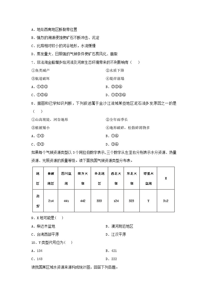 【地理】黑龙江省双鸭山市第一中学2019-2020学年高二下学期期末考试试题03