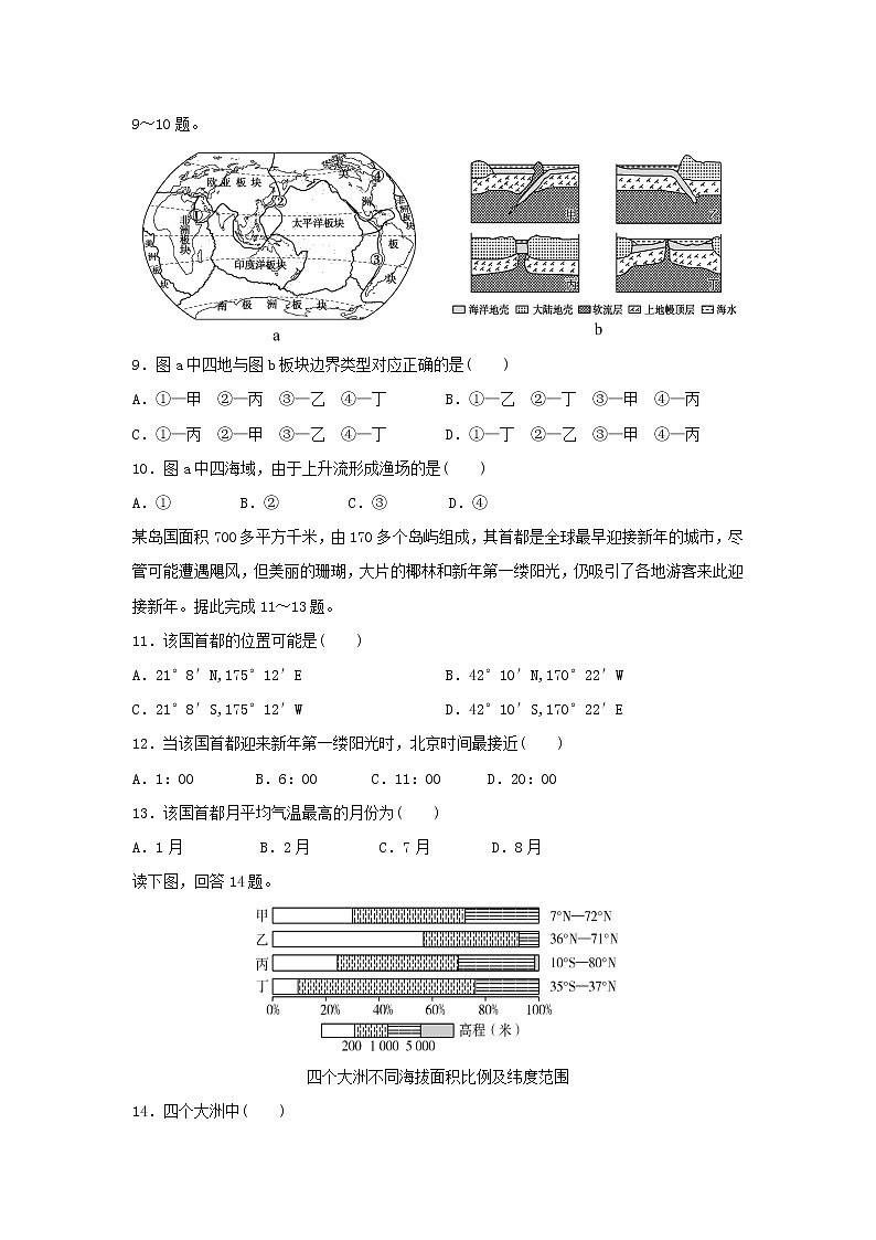 【地理】福建省莆田市仙游县第二中学2019-2020学年高二下学期期中考试试卷03