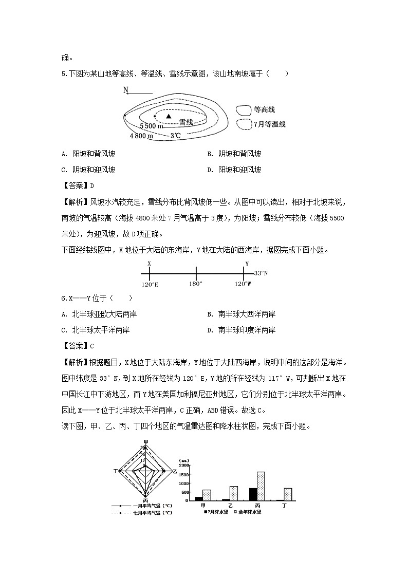 【地理】新疆昌吉回族自治州昌吉州第二中学2019-2020学年高二下学期期中考试试题（解析版）03