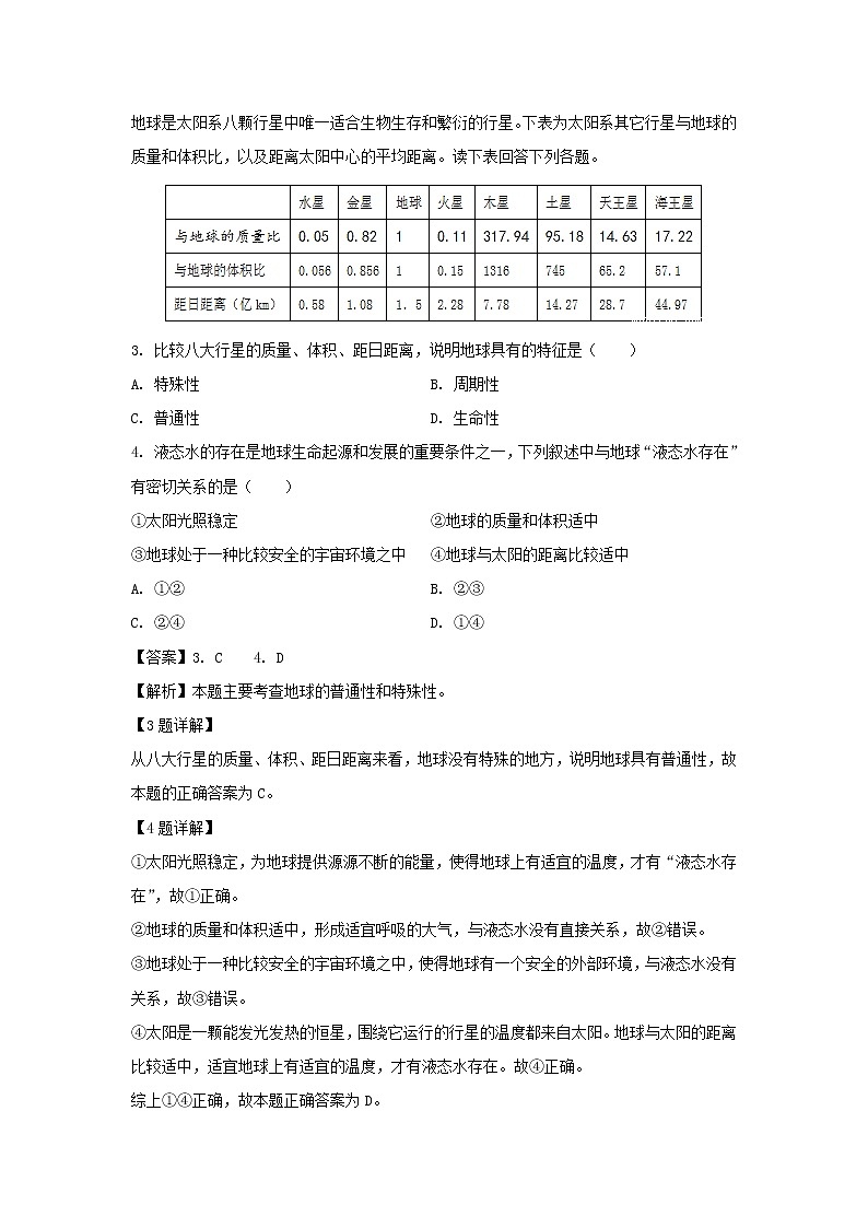 【地理】江苏省马坝高级中学2019-2020学年高二上学期期中考试（选修）试题（解析版）02