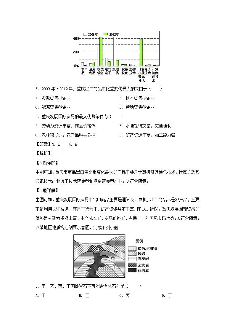 【地理】浙江省丽水四校2019-2020学年高二上学期期中联考试题（解析版）第2页