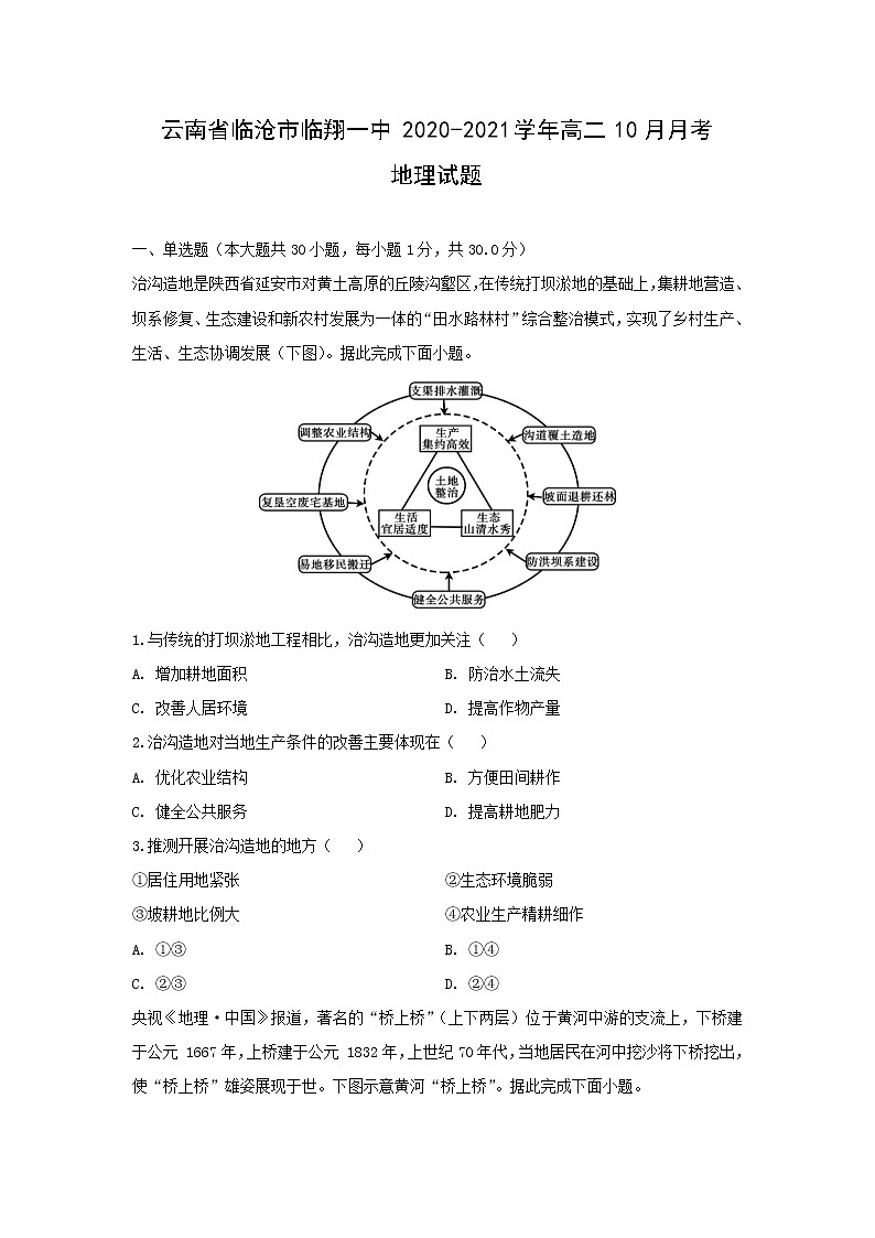 【地理】云南省临沧市临翔一中2020-2021学年高二10月月考试题01