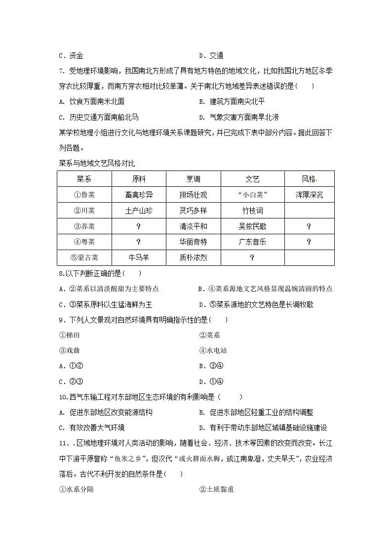 【地理】陕西省洛南中学2020-2021学年高二上学期第一次月考试题02