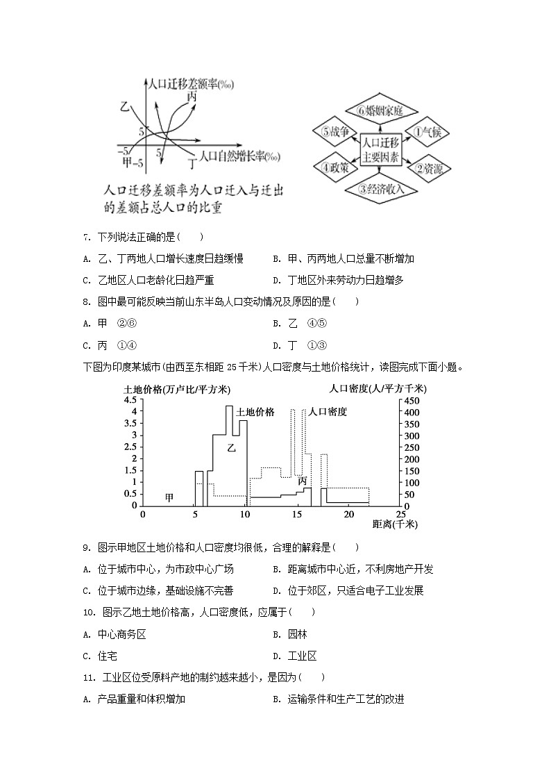 【地理】四川省成都七中万达学校2020年高二上学期入学考试试题03