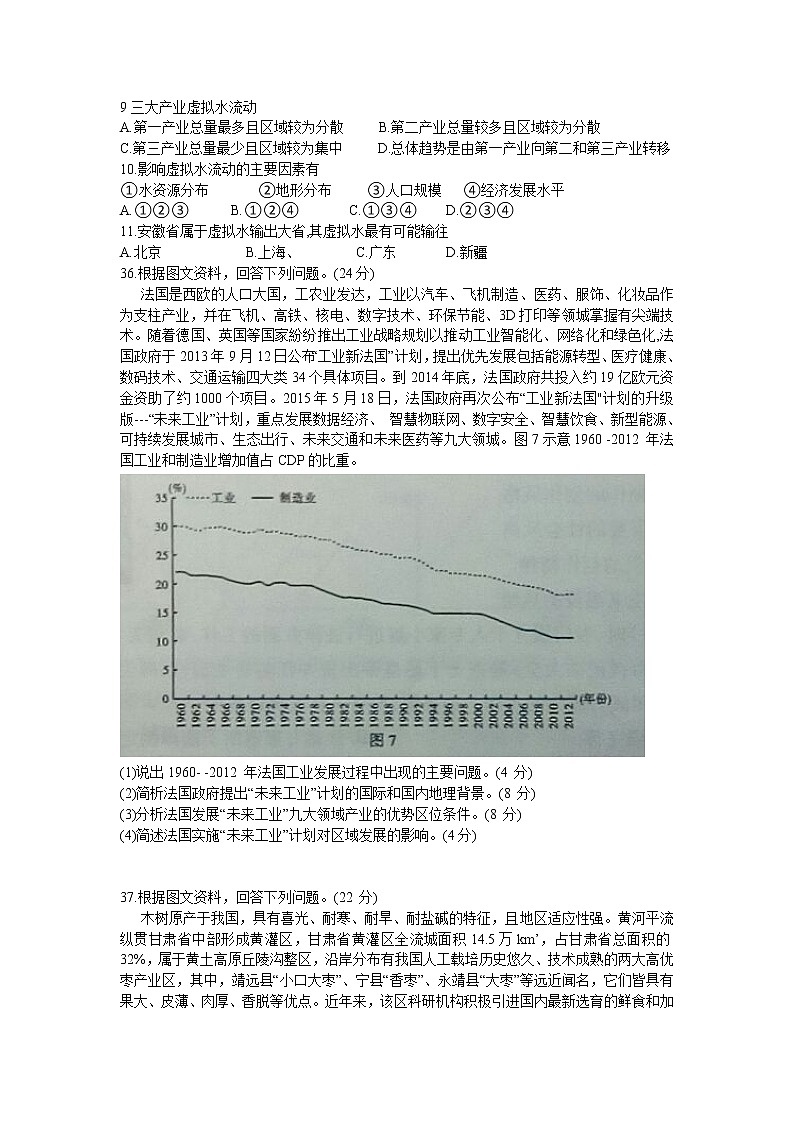 安徽省江淮十校2020届高三第三次（5月）联考文科综合地理 试卷03