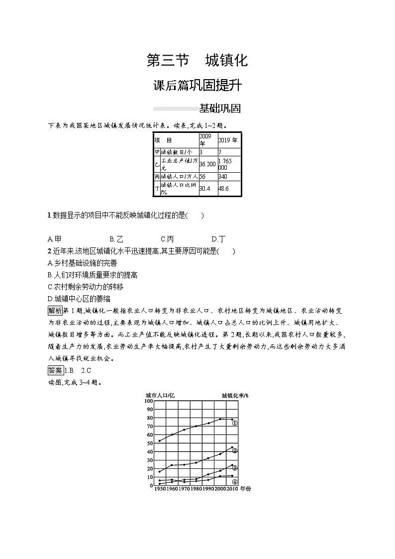 （新教材）2020地理新学案同步鲁教第二册（课件+优练）：第二单元 　第三节　城镇化 (共2份打包)01