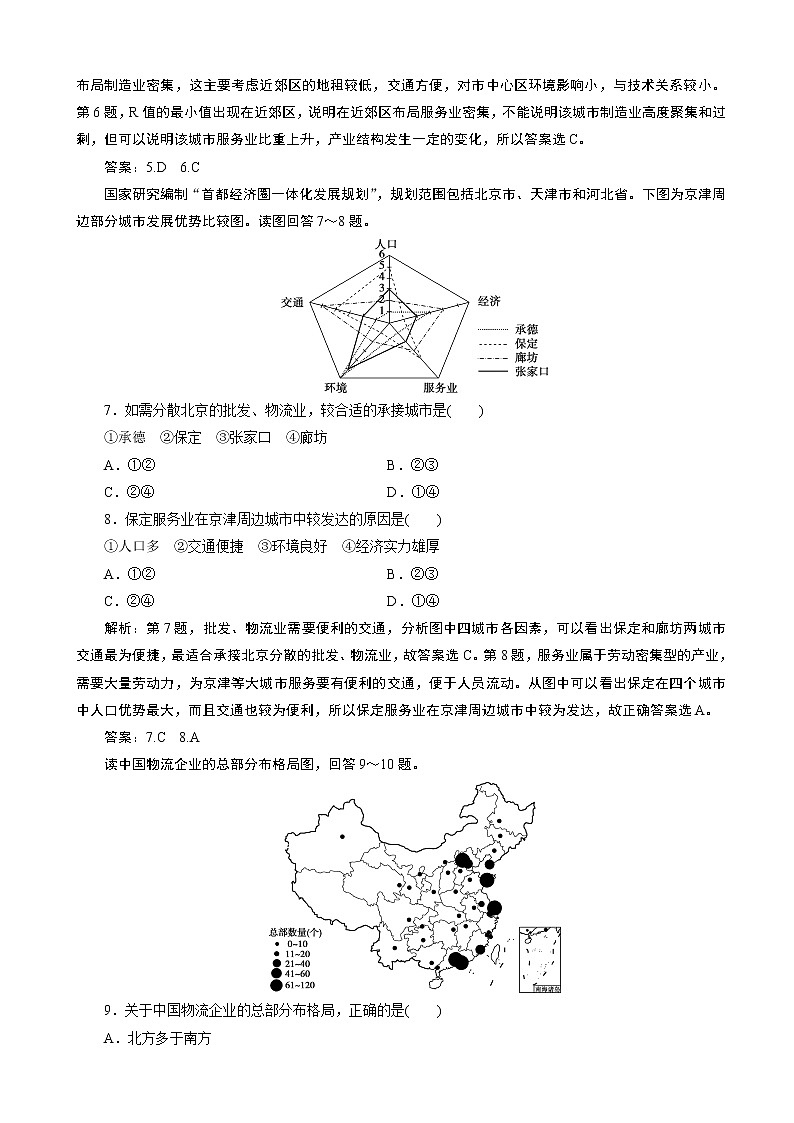（新教材）2019-2020学年人教版地理必修第二册同步练习：第三章 第三节　服务业区位因素及其变03