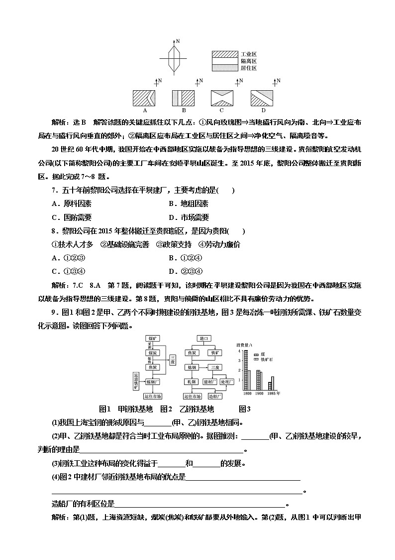 （新教材）2019-2020学年新课程同步人教版地理必修第二册课时跟踪检测（八） 工业区位因素及其变化02