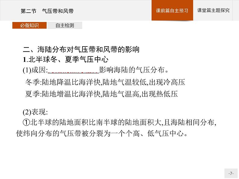 2020-2021学年新教材地理选择性必修第一册课件：第三章　第二节　气压带和风带 （人教版）（41张PPT）第7页