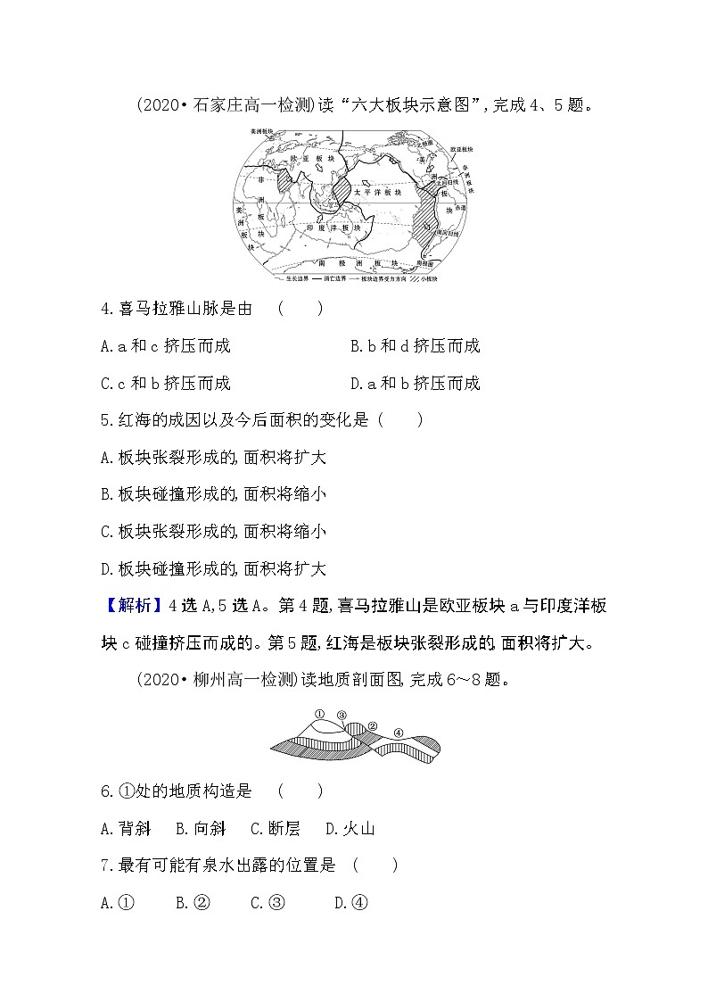 2020-2021学年地理新教材湘教版选择性必修一习题：课时素养评价2.2地表形态的变化02