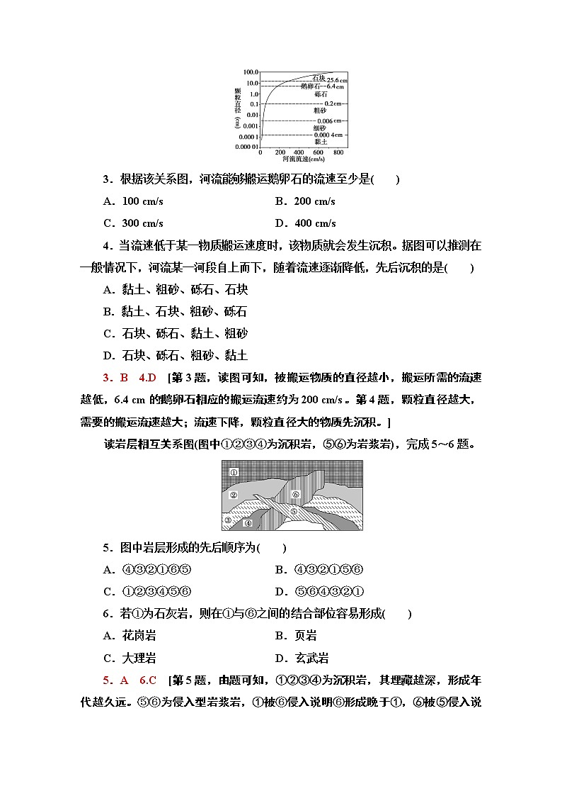 2020-2021学年新教材地理湘教版选择性必修第一册章末综合测评2　岩石圈与地表形态02