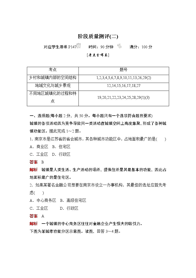（新教材）2020高中地理中图必修第二册训练：第二章阶段质量测评（二）01