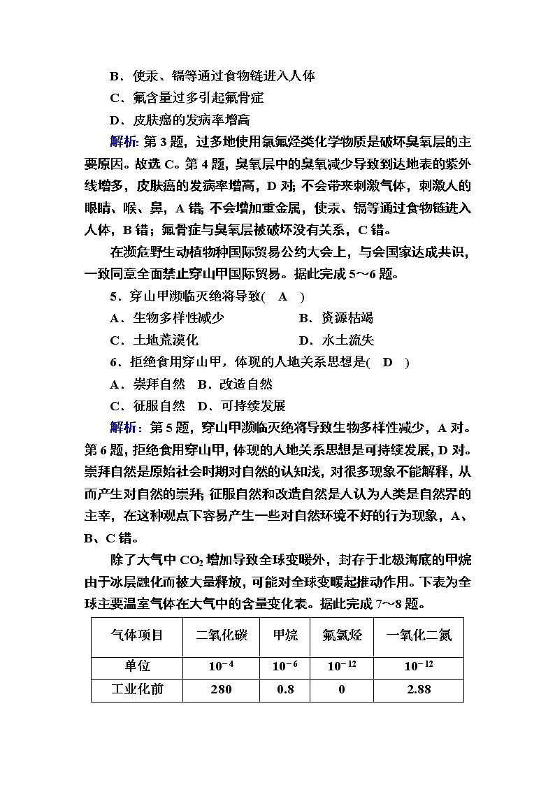 2020-2021学年高中地理新教材中图版必修第二册巩固练案：单元测试 第五章　人类面临的环境问题与可持续发展02
