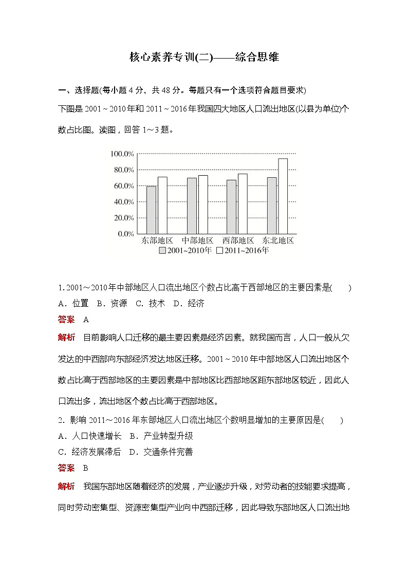 2020地理新教材同步导学提分教程中图第二册讲义+测试：核心素养专训(二)01