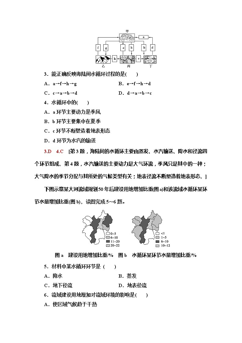 （2019新教材）人教版地理必修第一册课时分层作业7　水循环 练习02