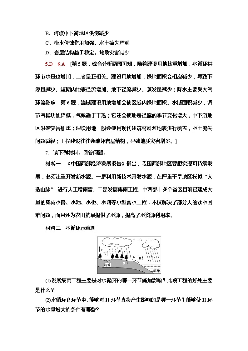 （2019新教材）人教版地理必修第一册课时分层作业7　水循环 练习03