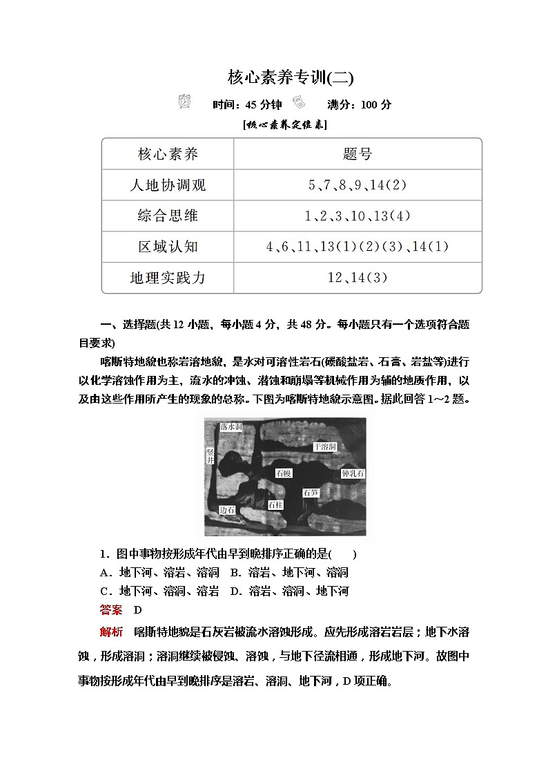 2020地理新教材同步导学提分教程人教第一册讲义+测试：第六章核心素养专训(二)01