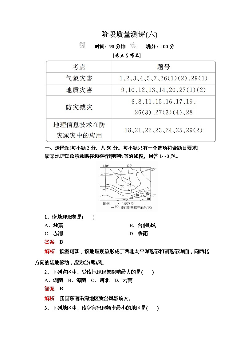2020地理新教材同步导学提分教程人教第一册讲义+测试：第六章阶段质量测评(六)01