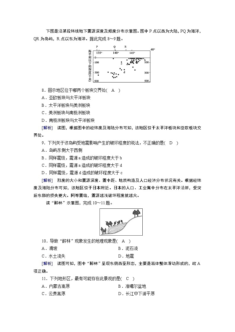 2020秋地理新教材人教版必修第一册课时作业：第六章自然灾害质量达标检测03
