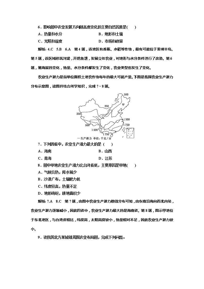 （新教材）2019-2020学年新课程同步湘教版地理必修第二册学案课时跟踪检测（七）农业区位因素与农业布局02