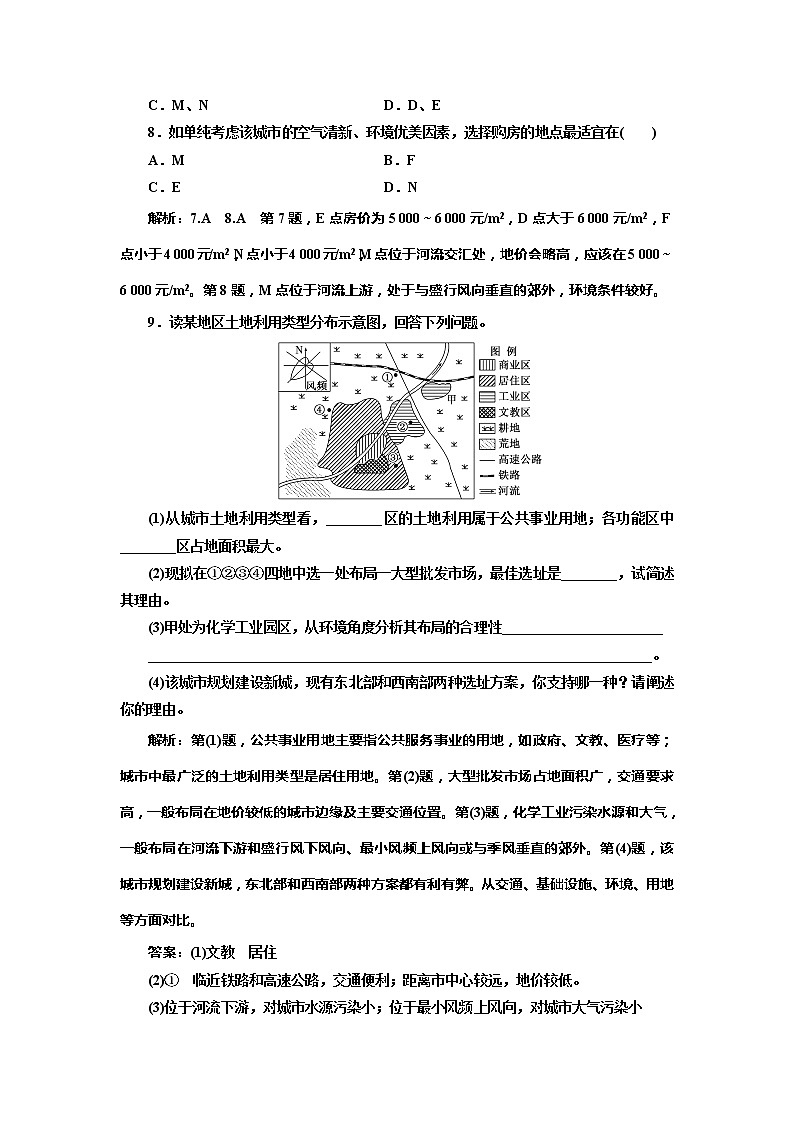 （新教材）2019-2020学年新课程同步湘教版地理必修第二册学案课时跟踪检测（四）城乡空间结构03