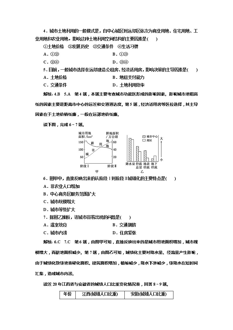（新教材）2019-2020学年新课程同步中图版地理必修第二册学案章末综合检测（二）乡村和城镇02